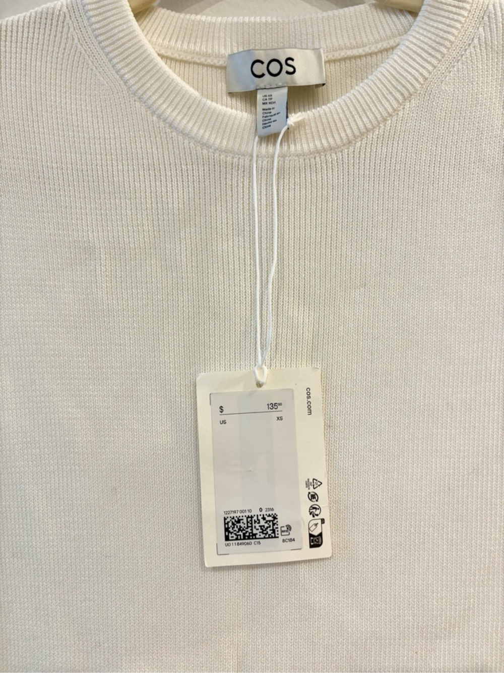 COS Rib-Knit Dropped-Waist Mini Dress White Small - Picture 3 of 3